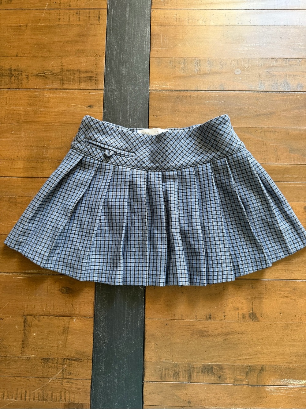 Girls Zara Pleated Blue Plaid Mini Skirt